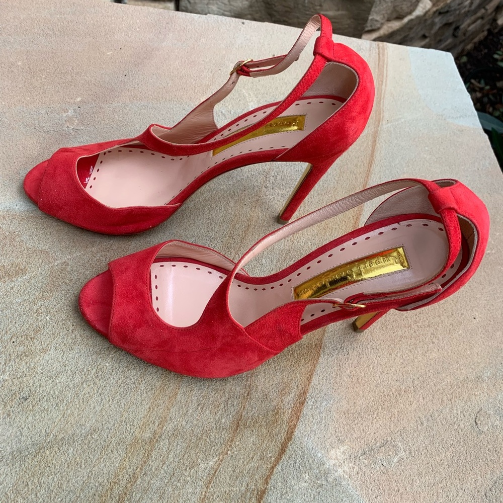 Rupert Sanderson Red Suede Shoe.